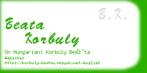 beata korbuly business card